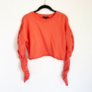 Forever 21 Cinched Sleeve Cropped Sweatshirt